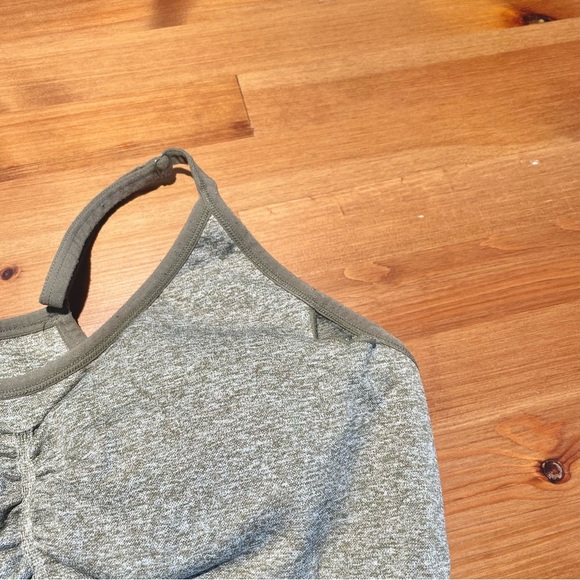 ECHT Women's Medium Arise Scrunch Sports Bra Green Grey Logo Band Strappy Padded - Picture 13 of 15